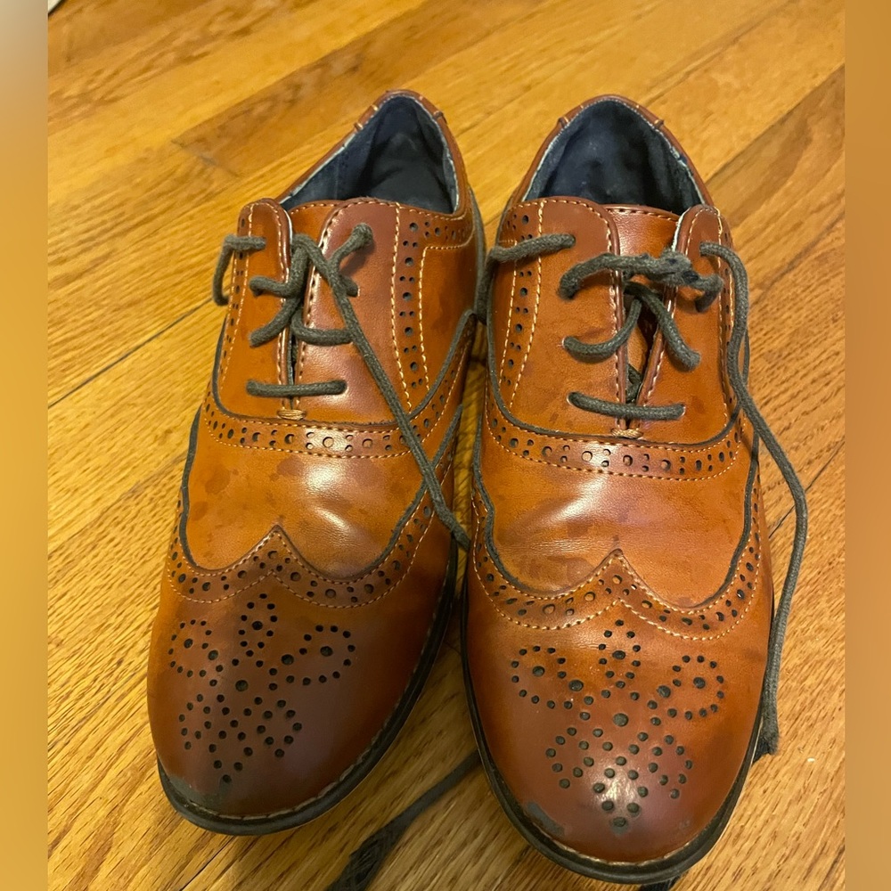 Bruno Marc Boys Wingtip Brown Dress Shoes